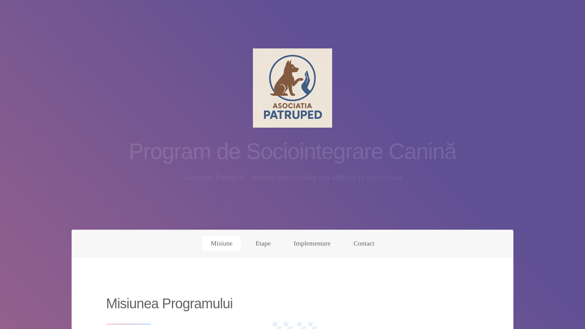 website screenshot of https://asociatia-patruped.ro/