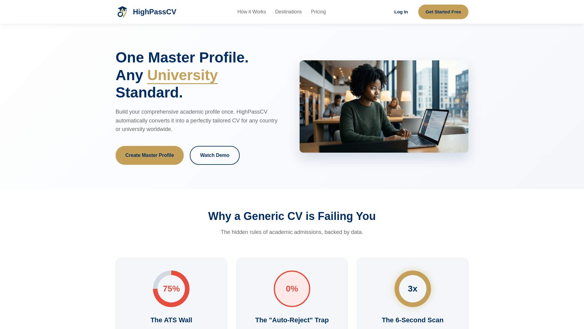 website screenshot of https://highpasscv.app/
