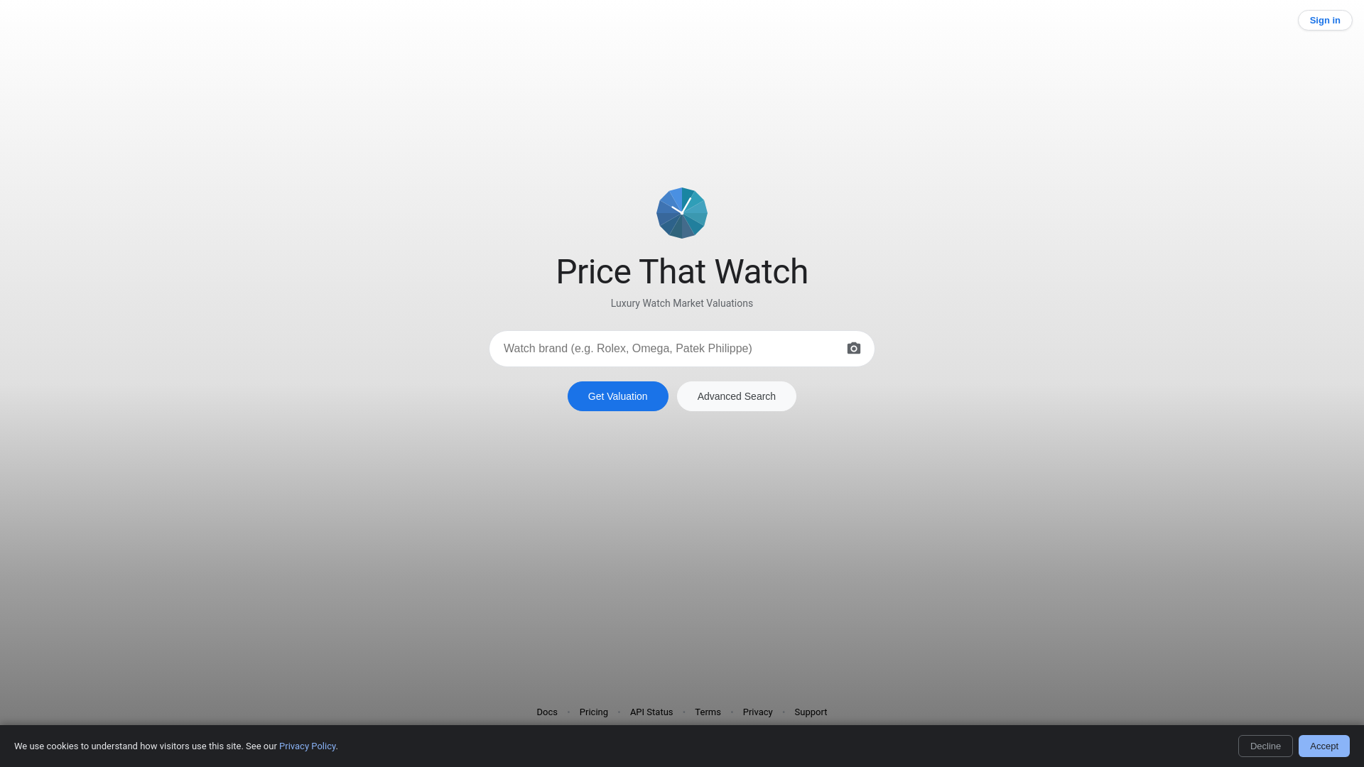 website screenshot of https://pricethat.watch/