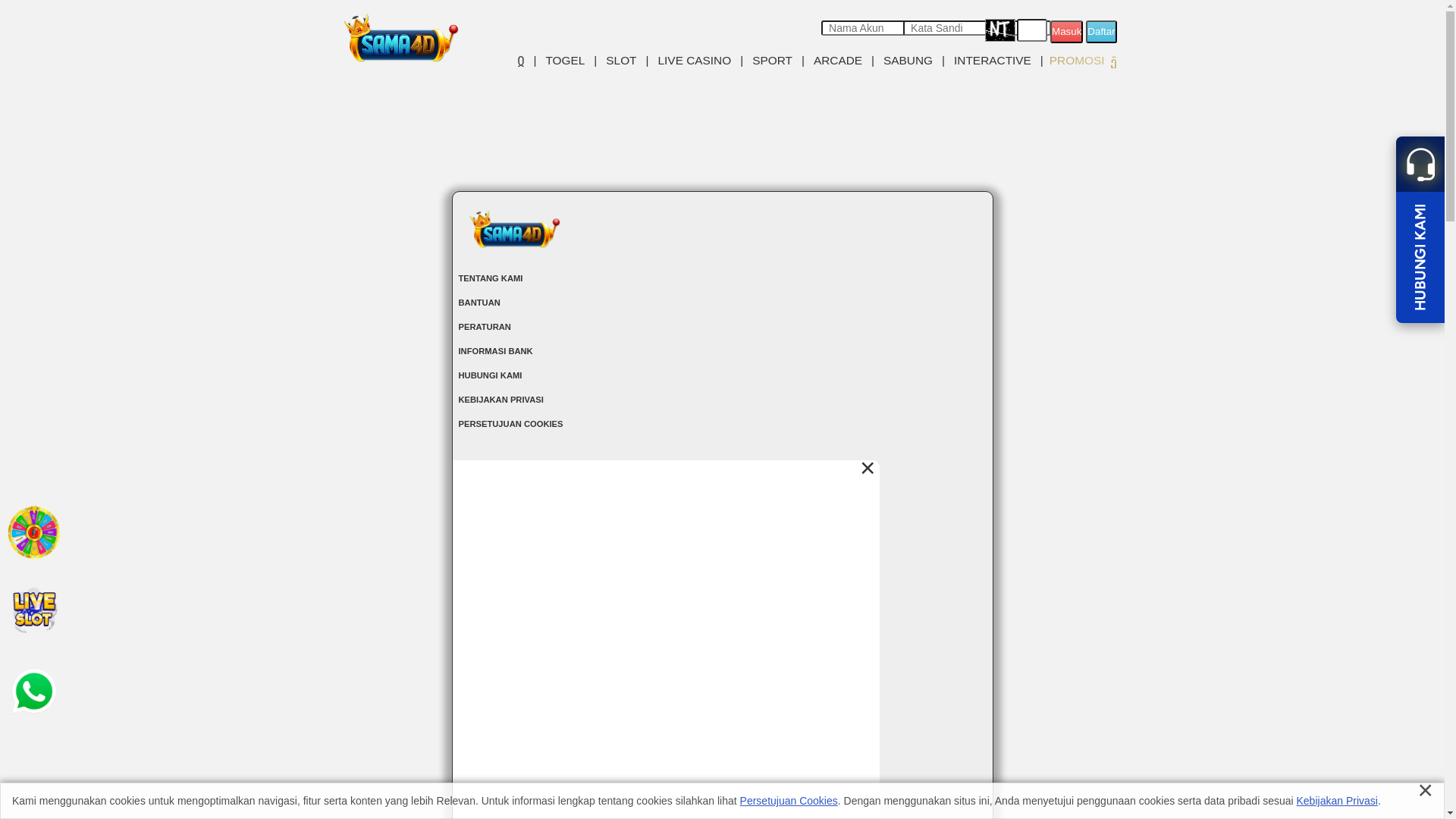 website screenshot of https://sama4dberuntung.biz/