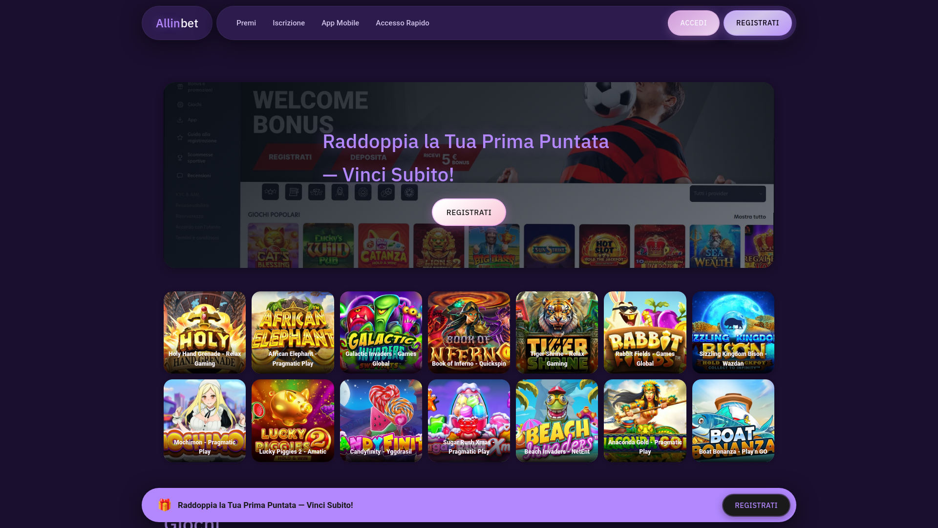 website screenshot of https://allinbetofficial.com/