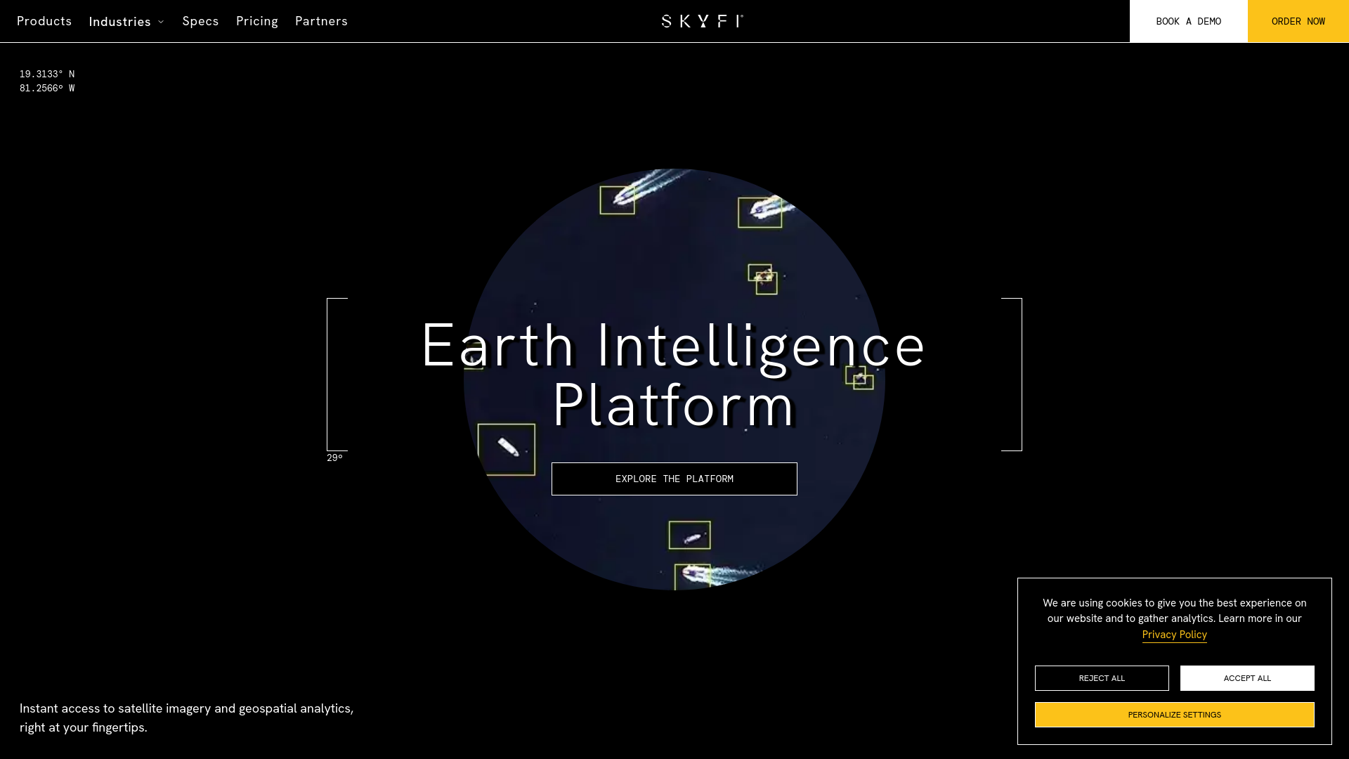 website screenshot of http://skyfi.com