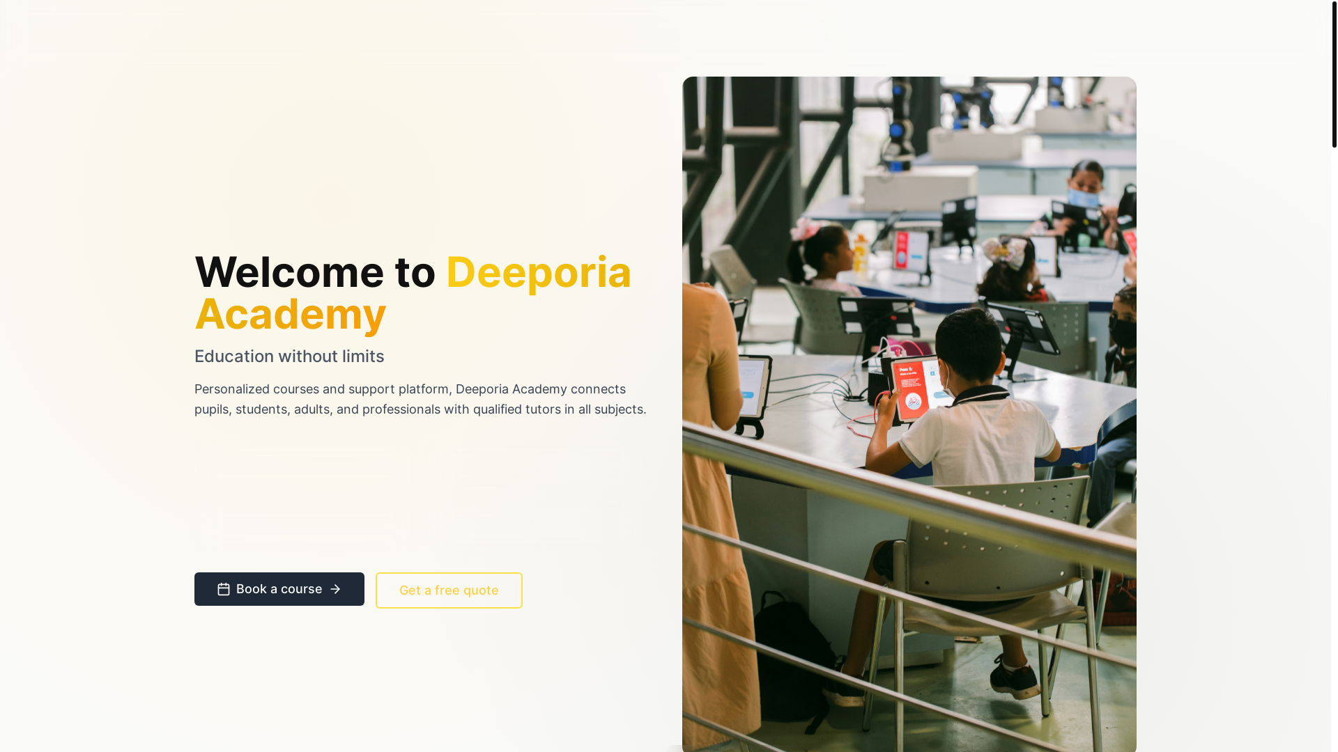 website screenshot of https://deeporiaacademy.com/