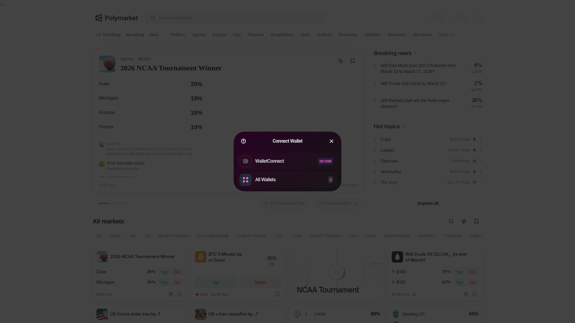 website screenshot of https://polymarket.bond