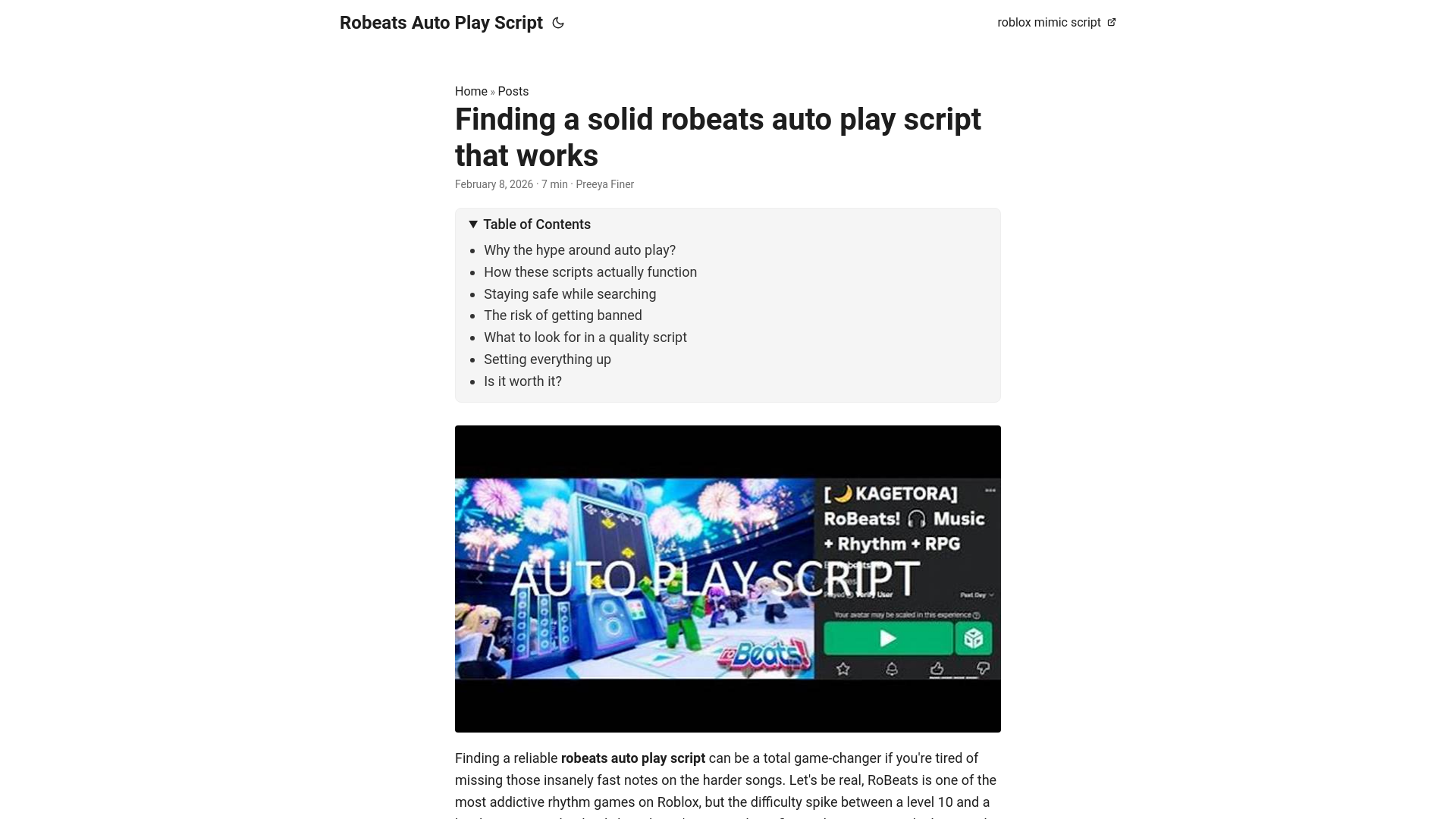 website screenshot of https://robeats-auto-play-script.pages.dev/