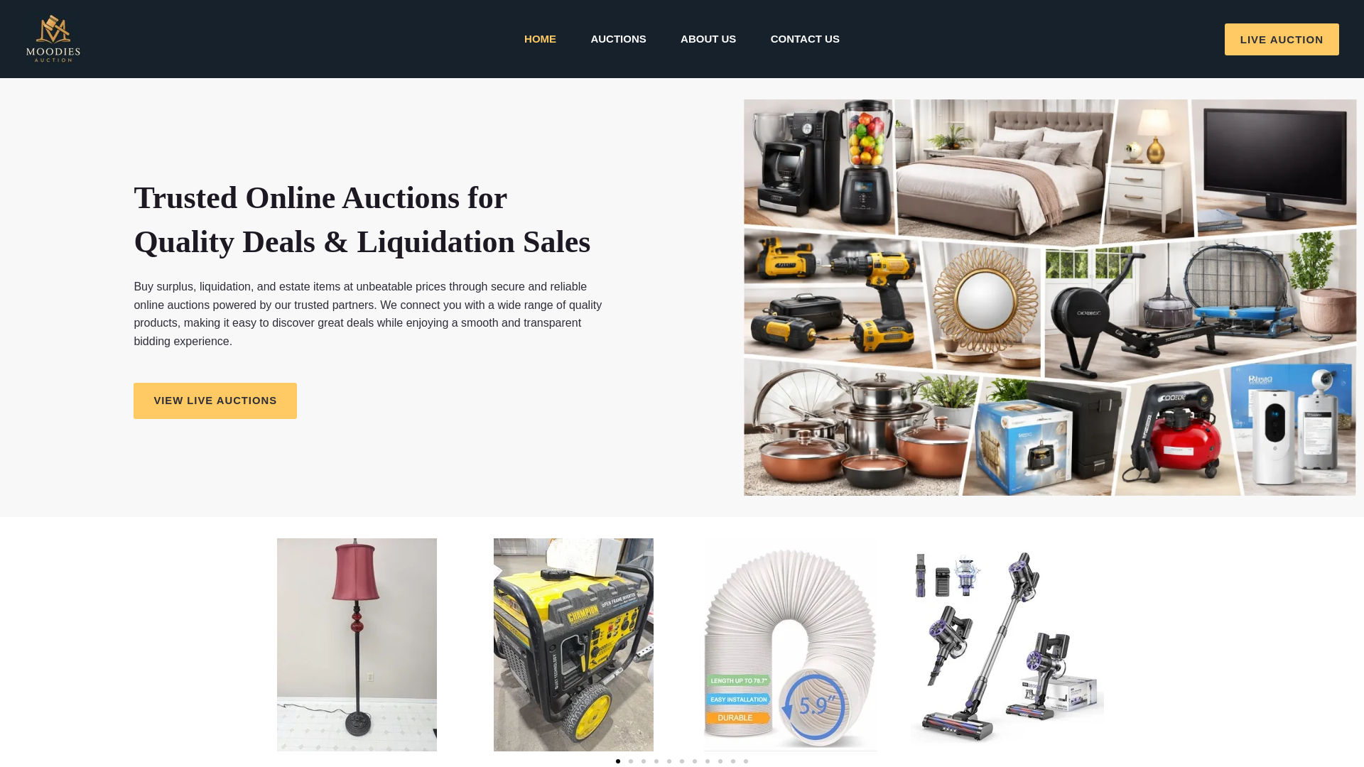 website screenshot of https://moodiesauction.com/