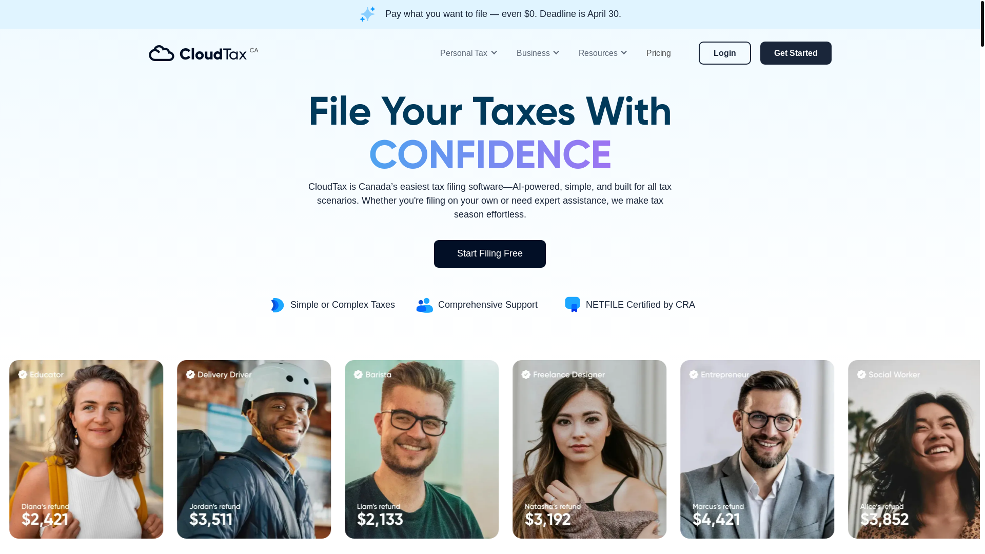 website screenshot of https://cloudreceipt.ca/