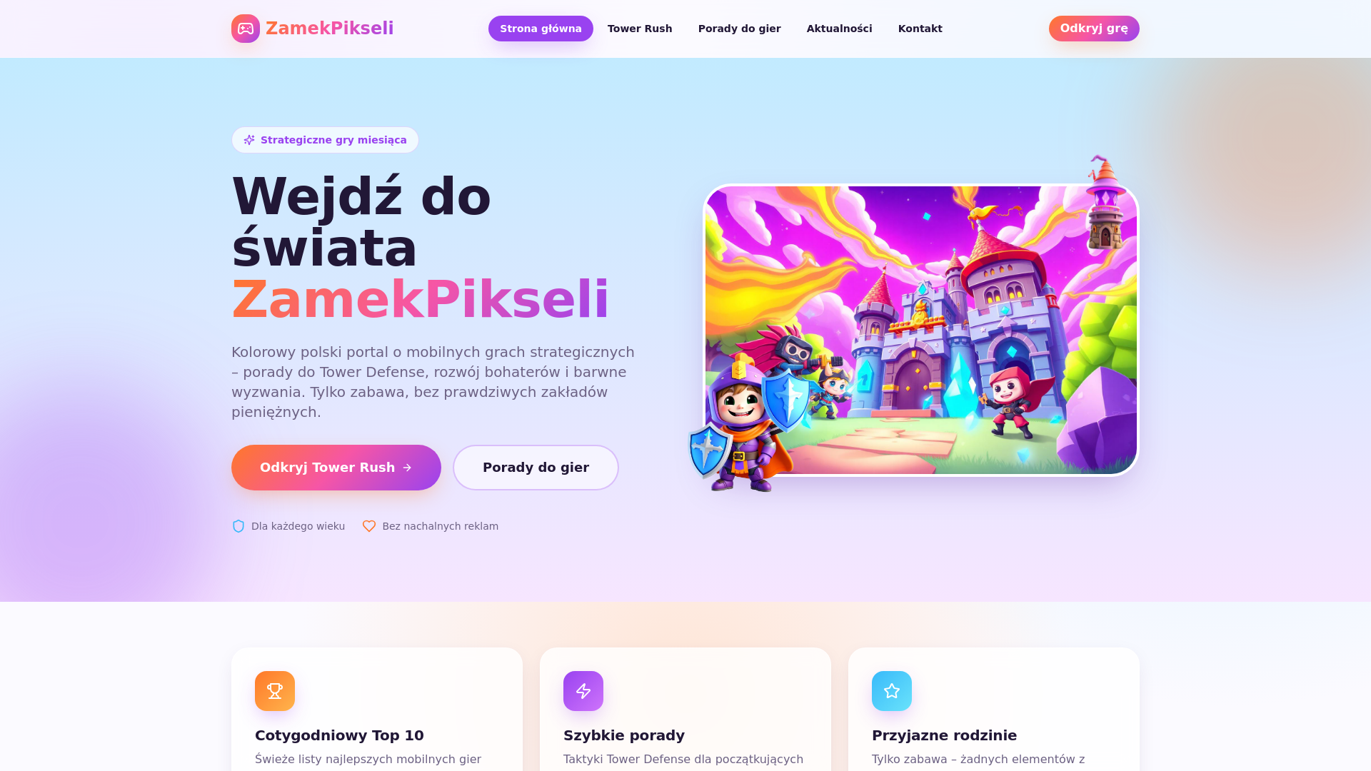 website screenshot of https://zamekpikseli.pro/