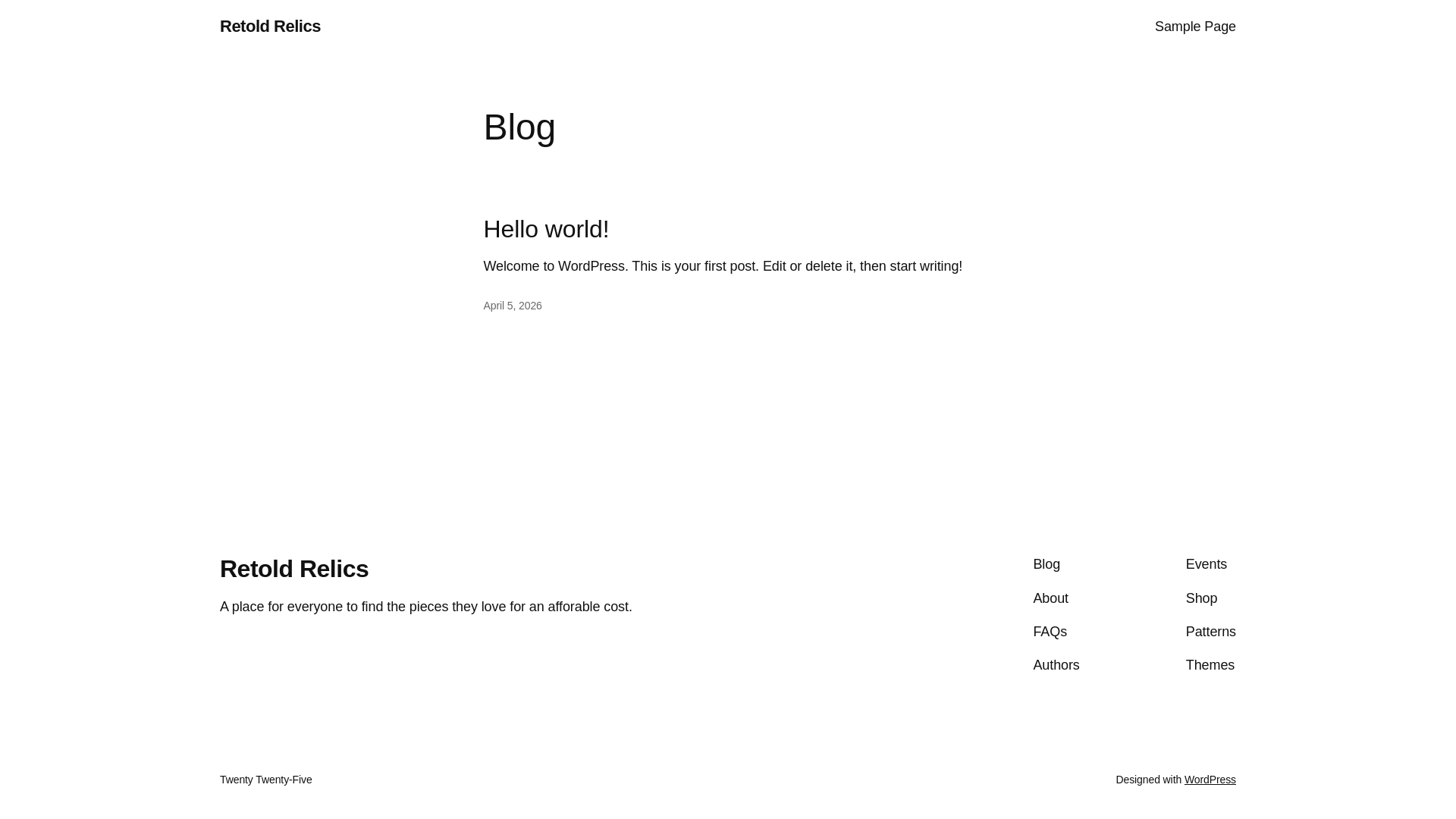 website screenshot of https://retoldrelic.com