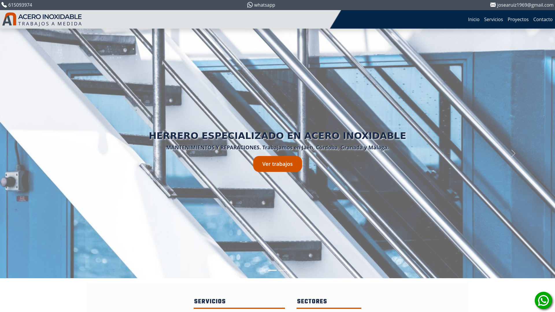 website screenshot of https://aceroinoxidabletrabajosamedida.es