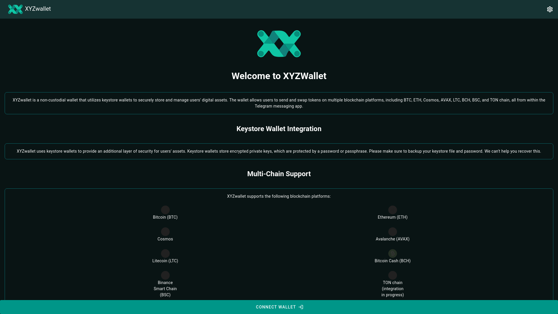 website screenshot of https://stagenet.xyzwallet.app/