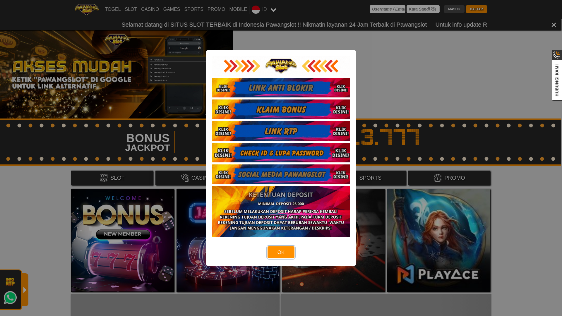 website screenshot of https://pawangslot.services/