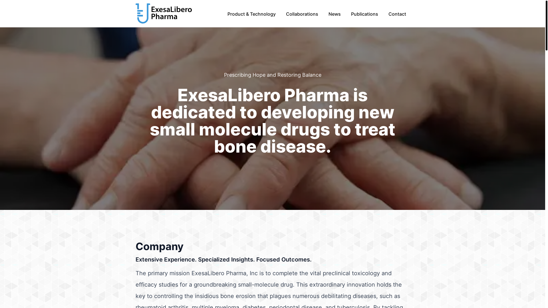 website screenshot of https://exesaliberopharma.com/