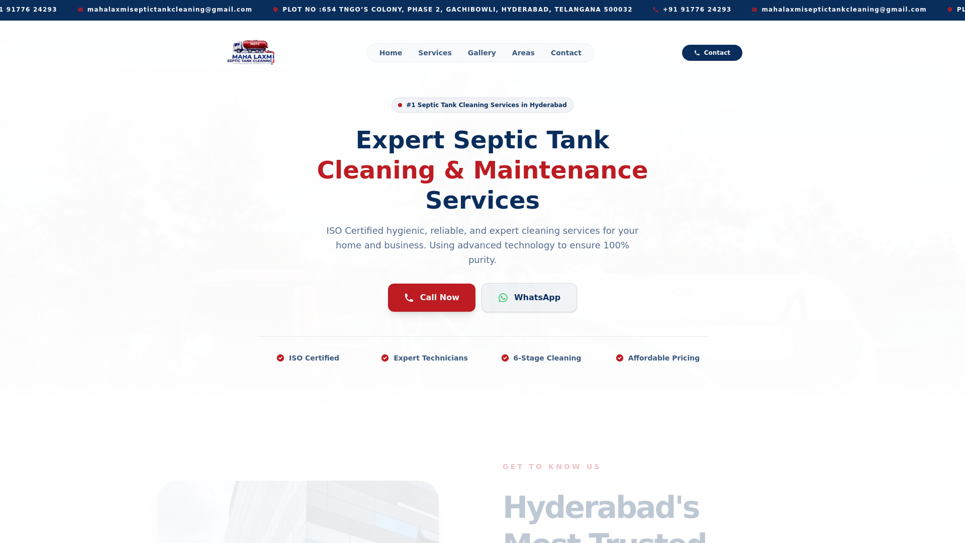 website screenshot of https://mahalaxmiseptictankcleaning.com