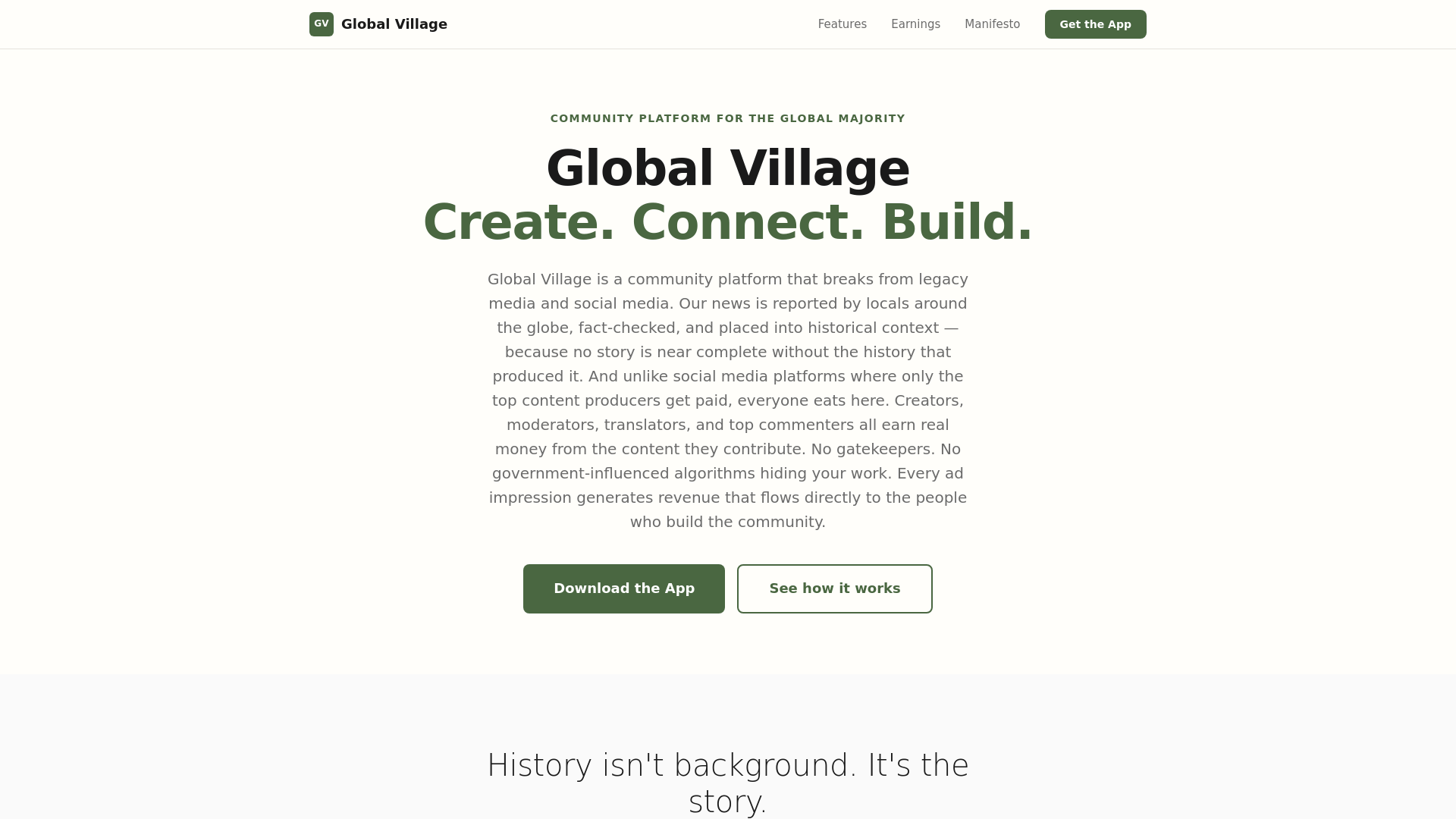 website screenshot of https://globalvillage-landing.pages.dev/