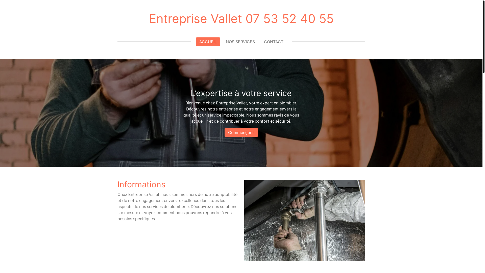 website screenshot of https://vallet-entreprise.fr/