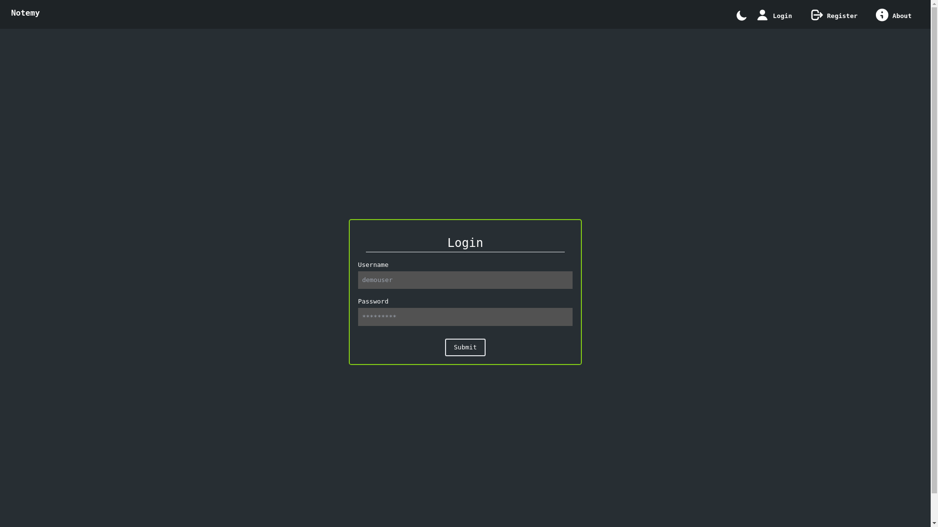 website screenshot of https://notes-frontend.pages.dev/