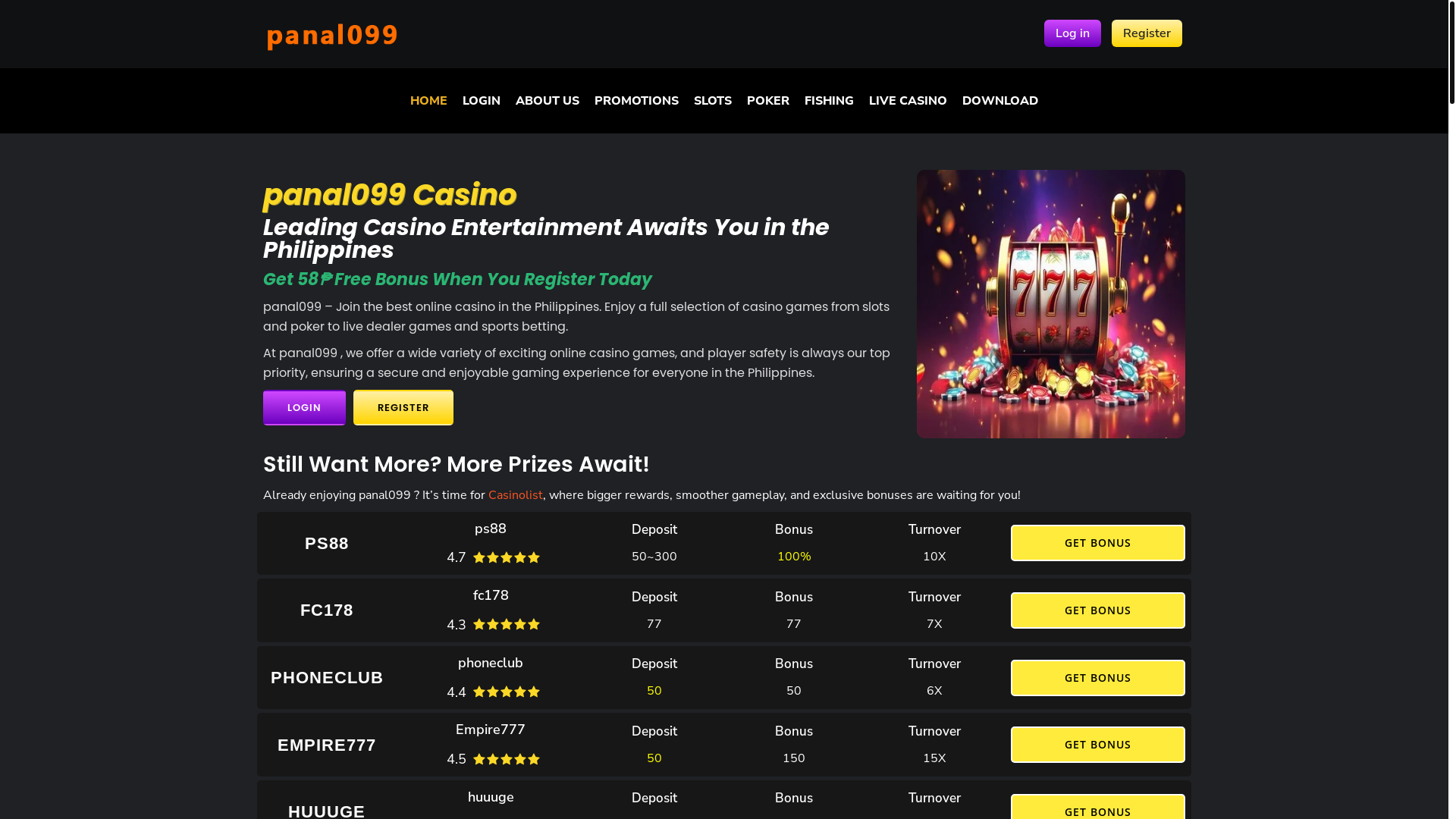 website screenshot of https://panal099.website/