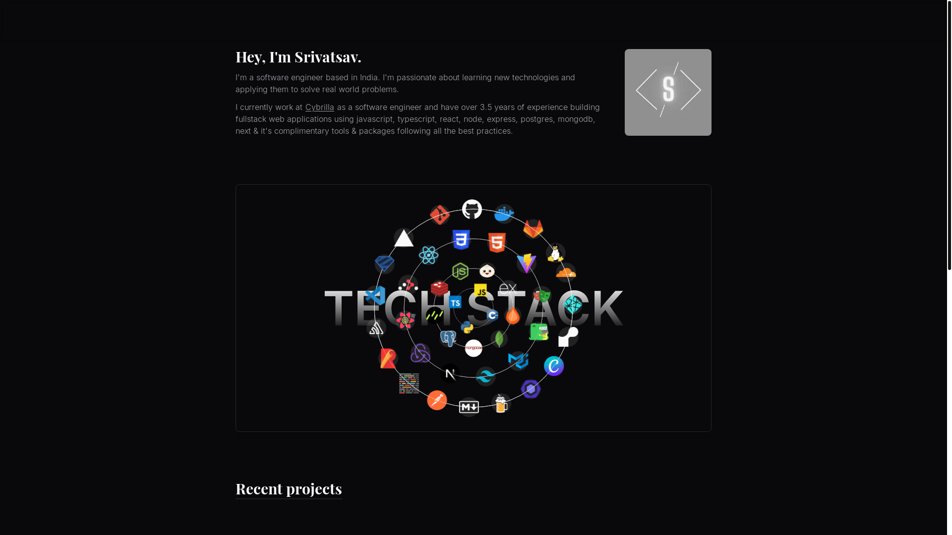 website screenshot of https://srivatsavk.com/