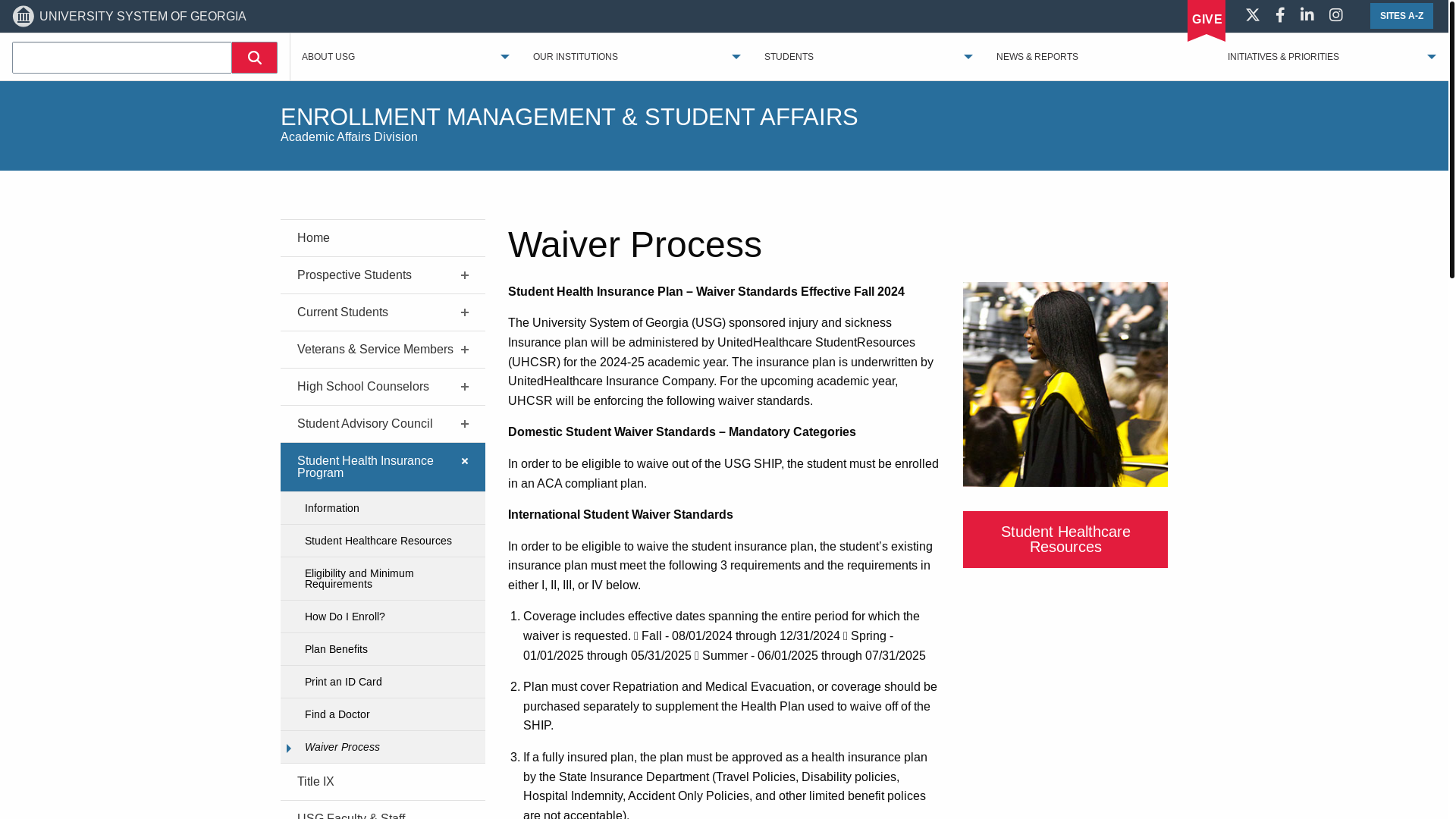 website screenshot of https://nam12.safelinks.protection.outlook.com/?url=https%3A%2F%2Fwww.usg.edu%2Fstudent_affairs%2Fstudent_health_insurance_program_SHIP%2Fwaiver_process&data=05%7C02%7Csabinamaranto%40gatech.edu%7Cfeb853fef4ef47b2aa5e08ddd1061e3b%7C482198bbae7b4b258b7a6d7f32faa083%7C1%7C0%7C638896546383887209%7CUnknown%7CTWFpbGZsb3d8eyJFbXB0eU1hcGkiOnRydWUsIlYiOiIwLjAuMDAwMCIsIlAiOiJXaW4zMiIsIkFOIjoiTWFpbCIsIldUIjoyfQ%3D%3D%7C0%7C%7C%7C&sdata=jY4iImlCCTUvdqGMpKfcYp9TmZSwPRwZ8ApqXfmHRSE%3D&reserved=0