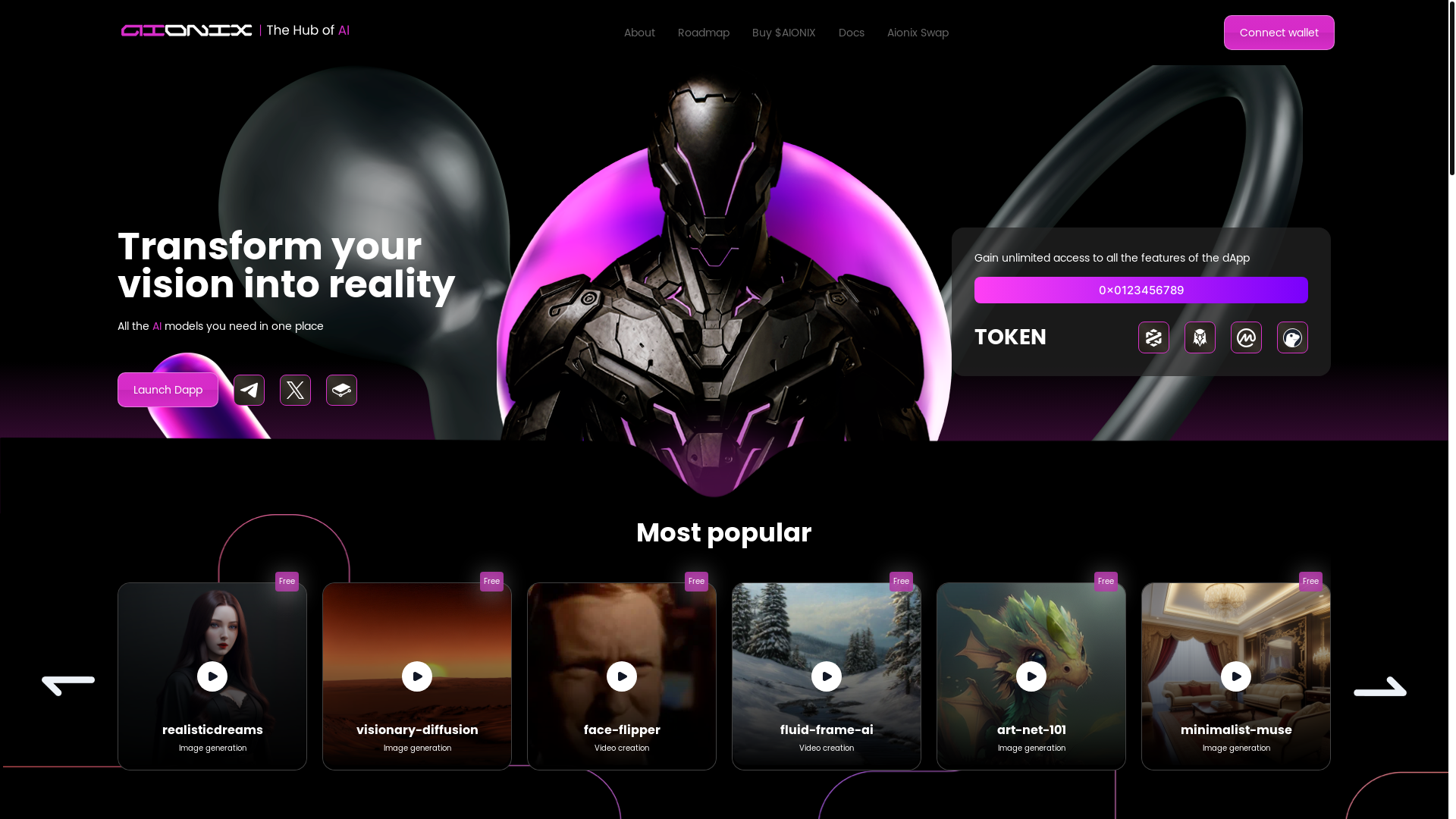 website screenshot of https://aionixprotocol.one/