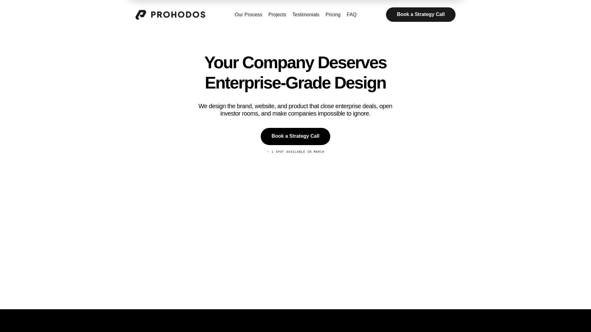 website screenshot of https://prohodosdesign.com/