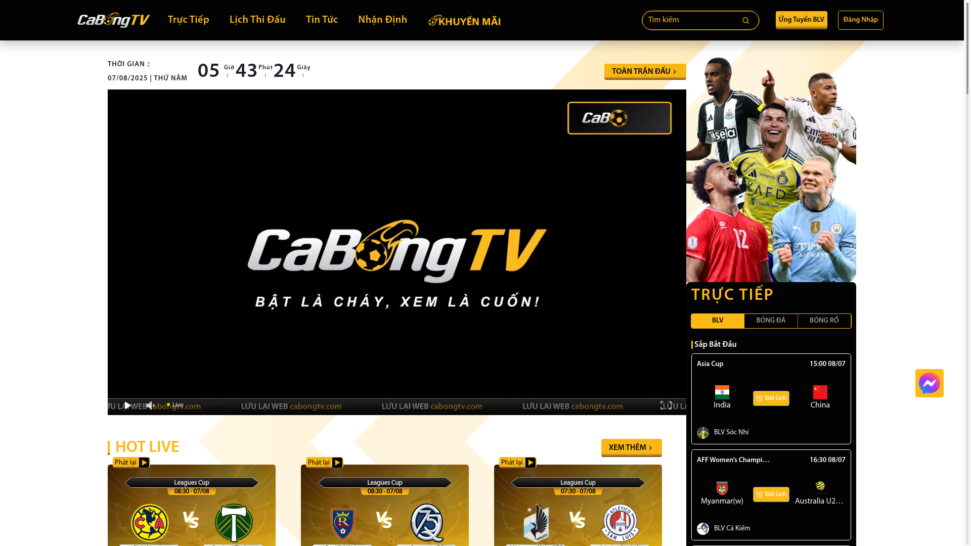 website screenshot of https://cabongtv.lol/