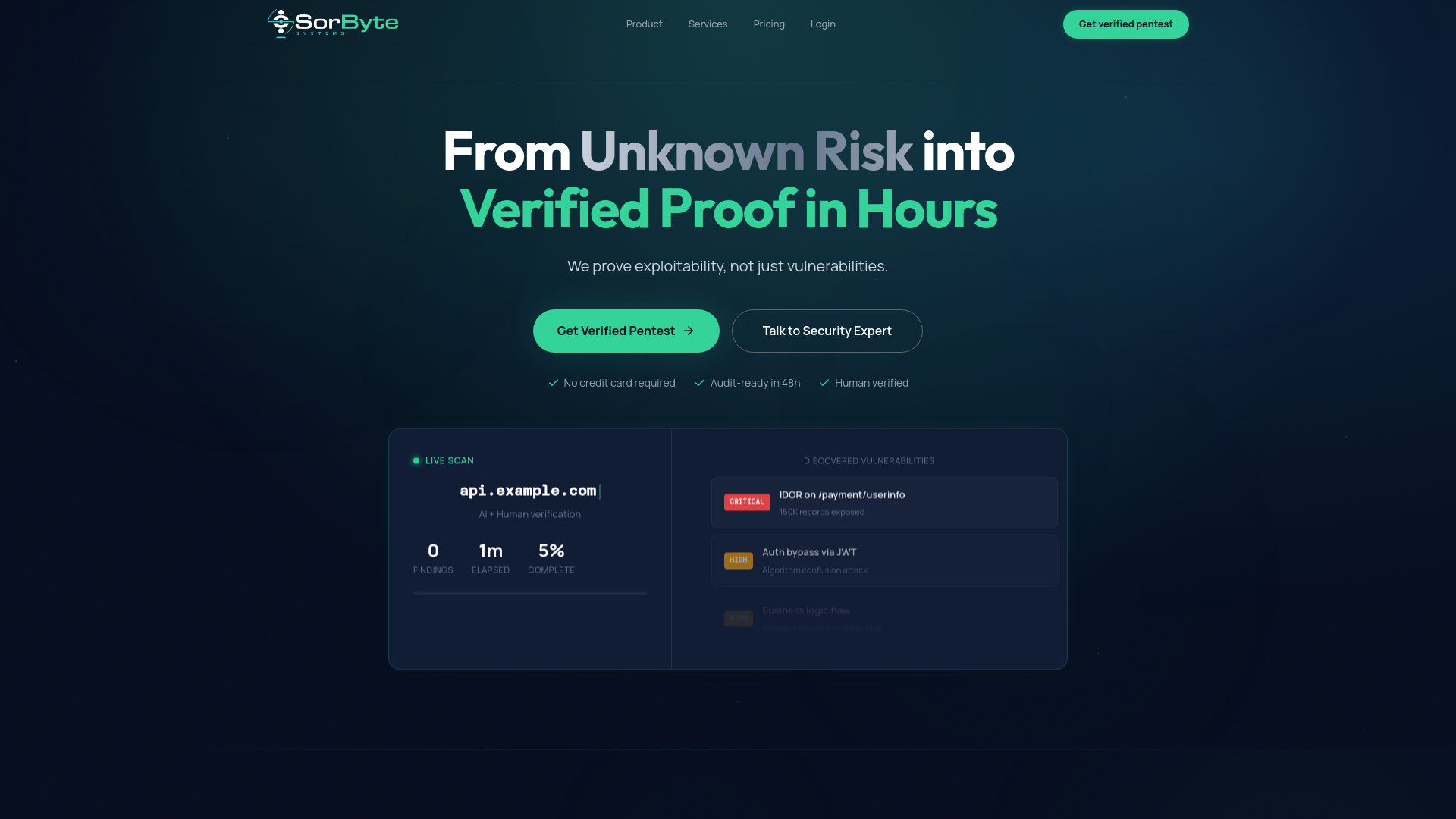 website screenshot of https://sorbyte.io