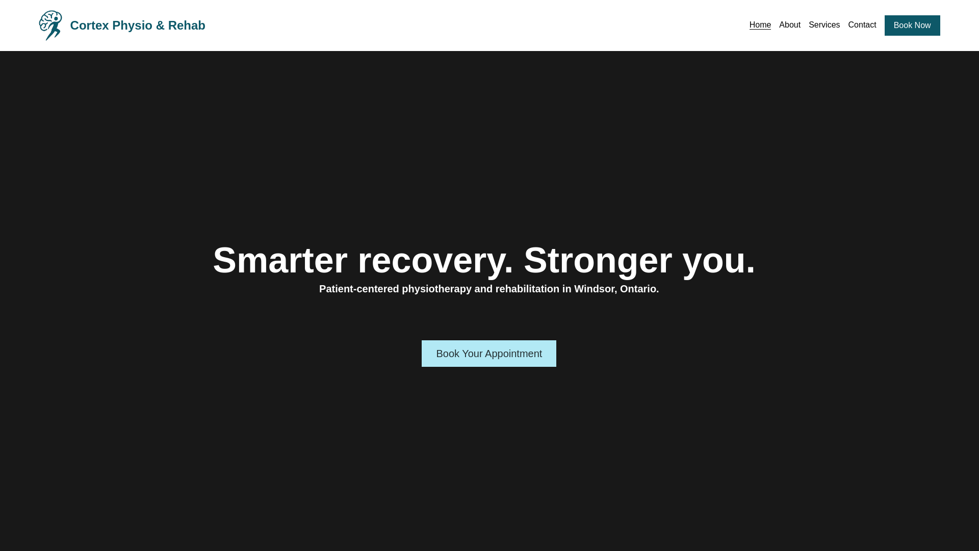 website screenshot of https://cortexphysio.ca/