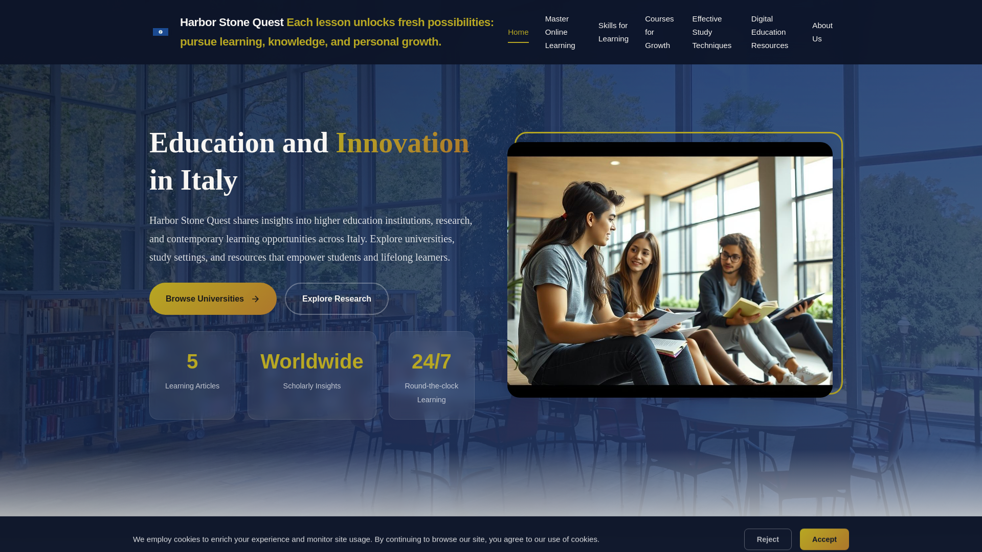 website screenshot of https://harborstonequest.pro