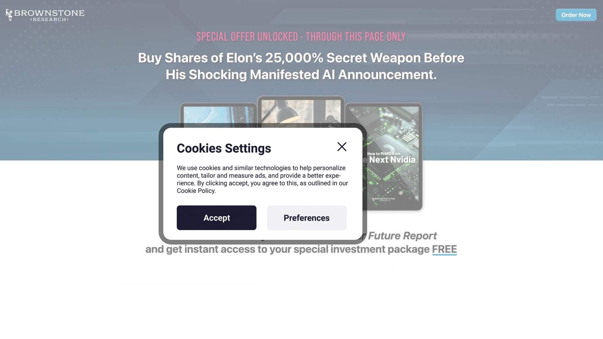 website screenshot of https://securebrownstoneresearch.shop/
