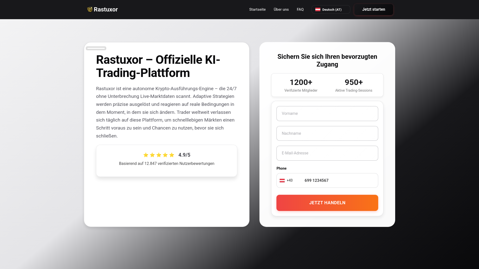 website screenshot of https://rastuxor.at/