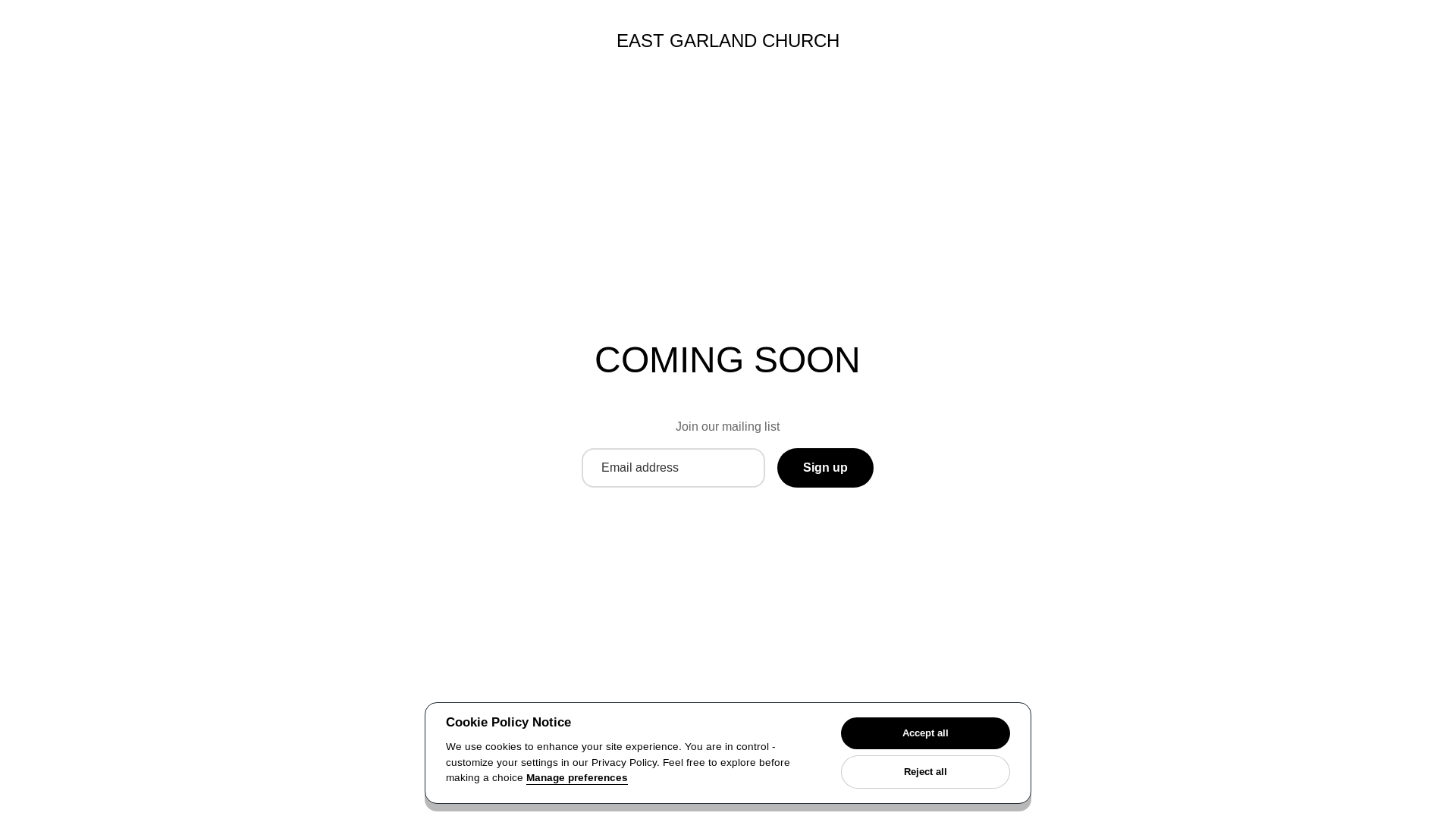 website screenshot of https://eastgarlandchurch.store/