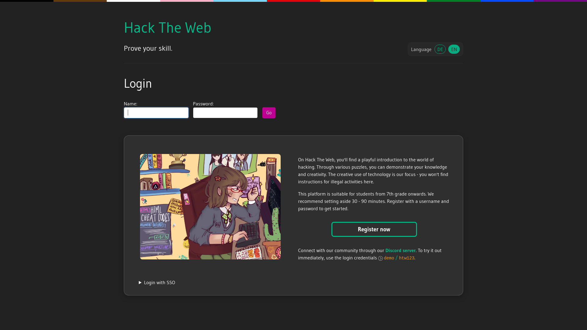 website screenshot of https://hack.arrrg.de/