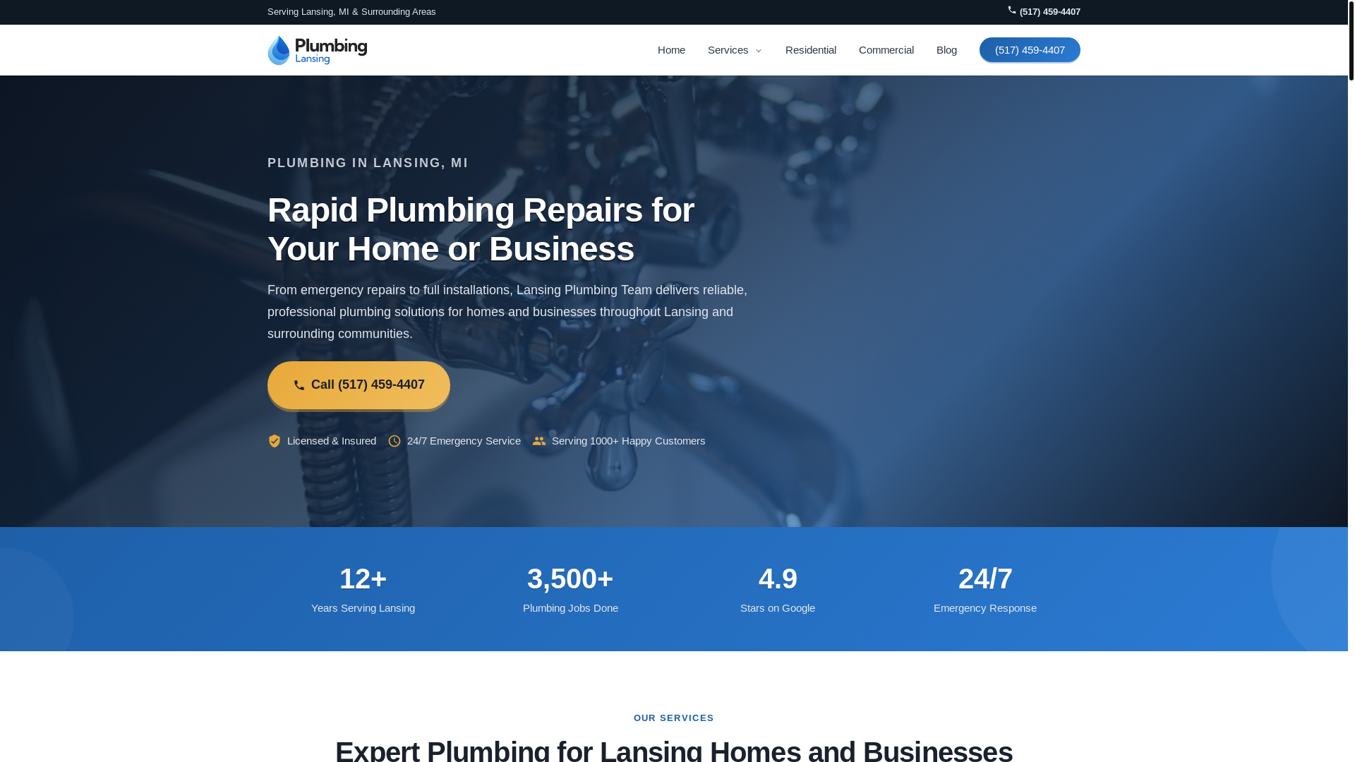 website screenshot of https://lansingplumbingteam.com/