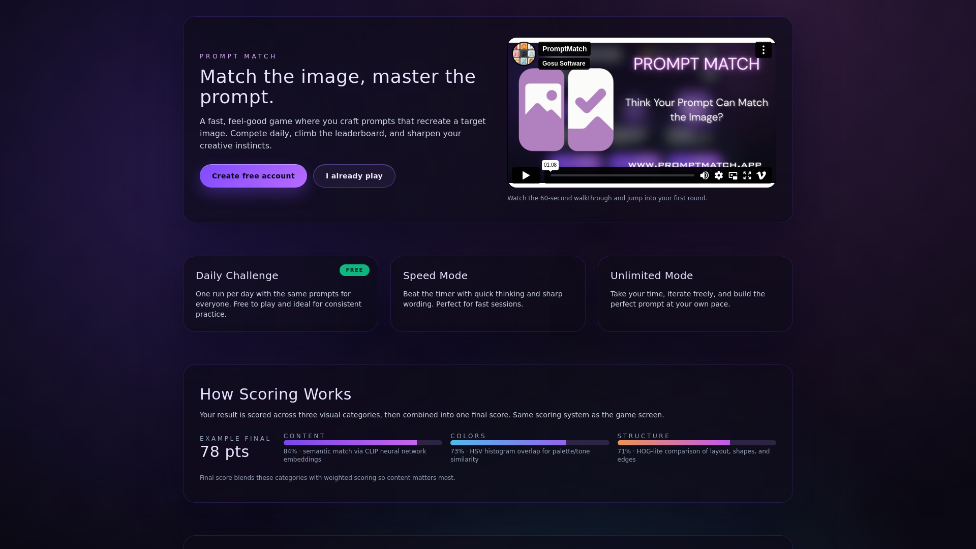 website screenshot of https://promptmatch.app