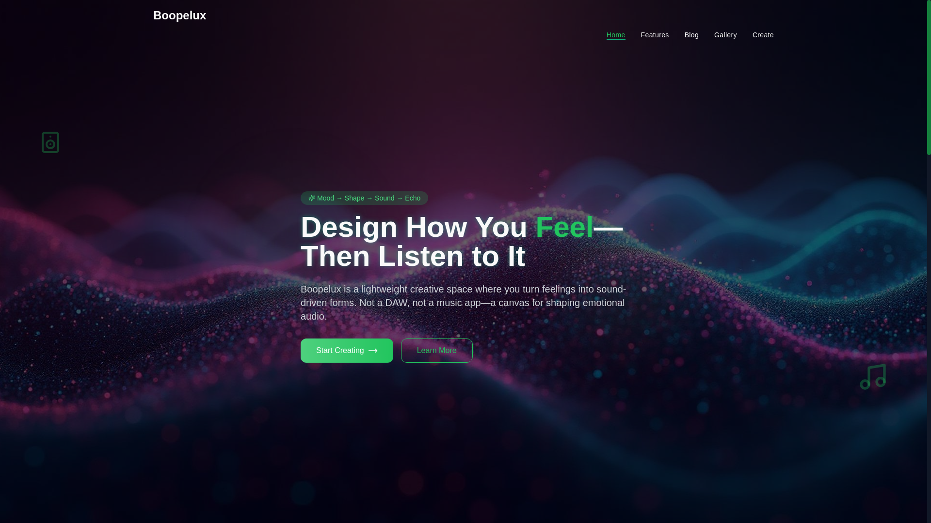 website screenshot of https://boopelux.art/