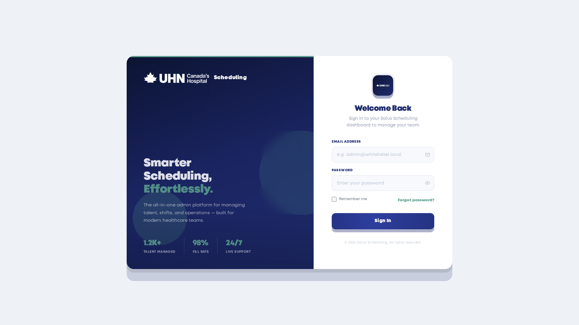 website screenshot of https://scheduling-admin-panel-v2.pages.dev/
