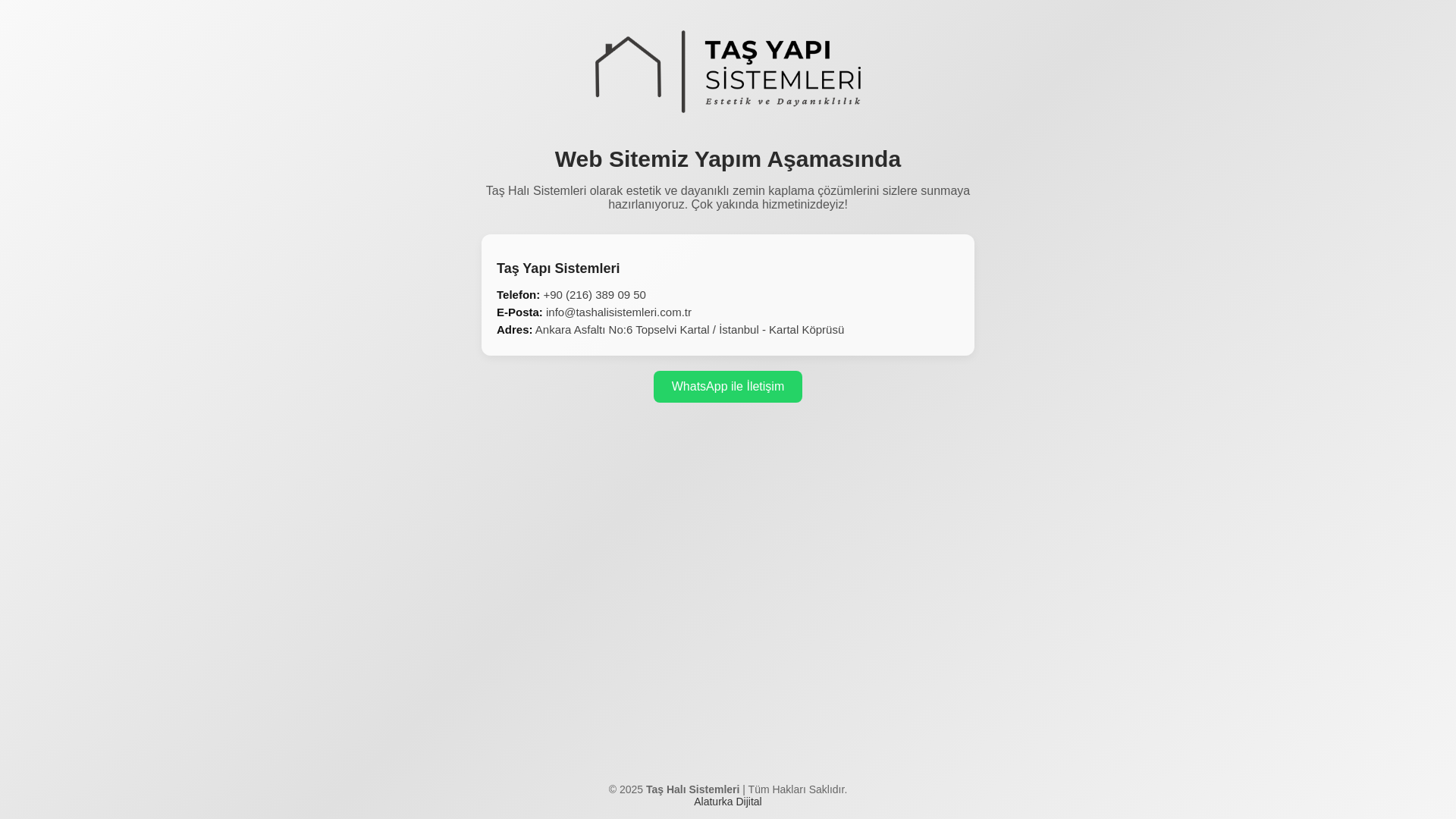 website screenshot of https://tashalisistemleri.com.tr/