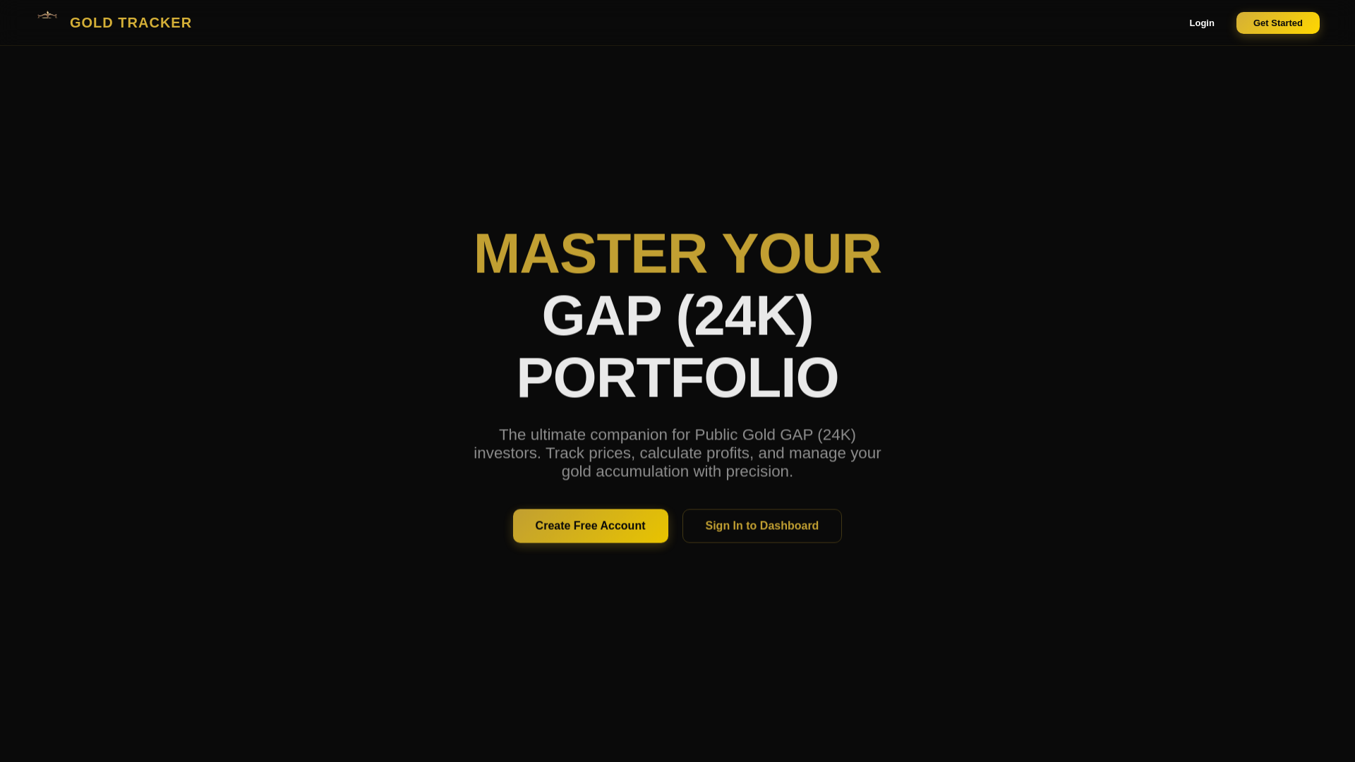 website screenshot of https://goldtracker.online/