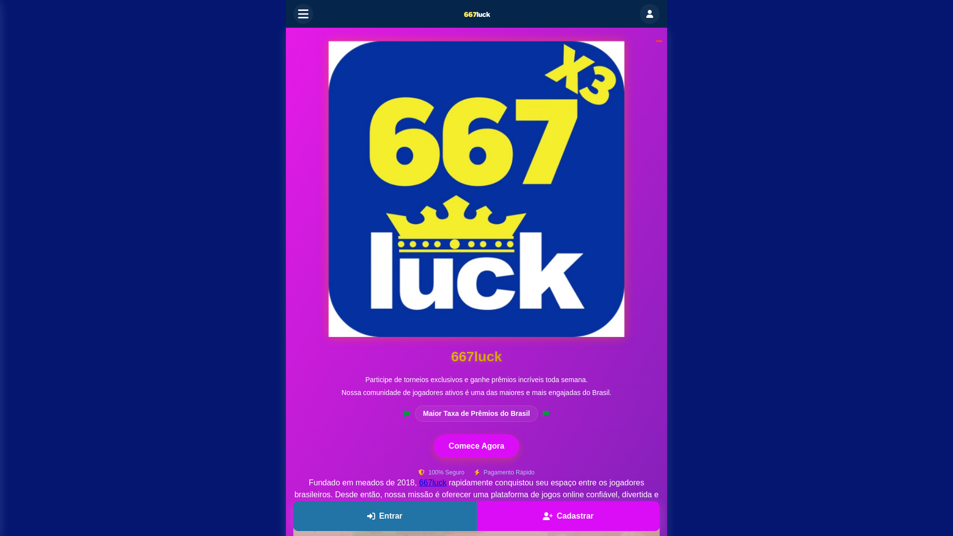 website screenshot of https://667luck.bet/