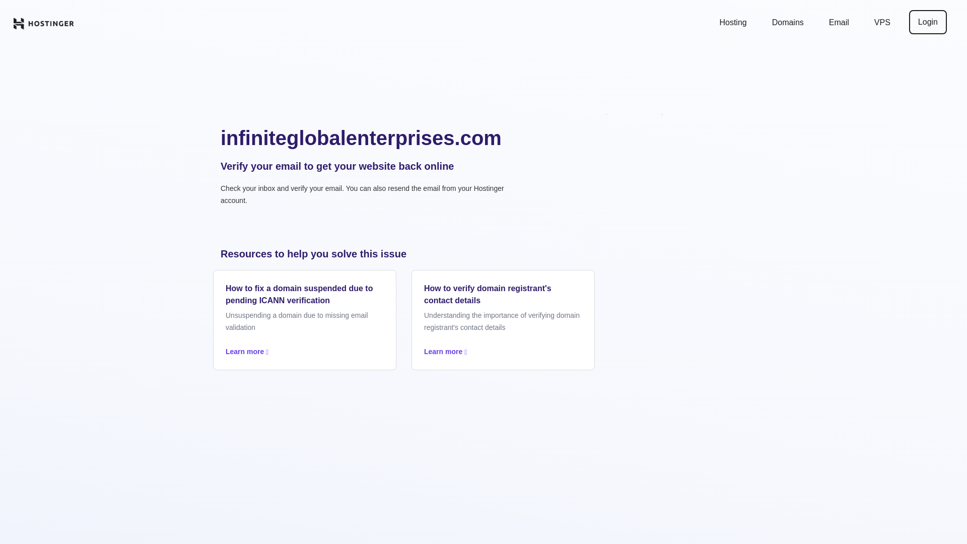 website screenshot of https://infiniteglobalenterprises.com
