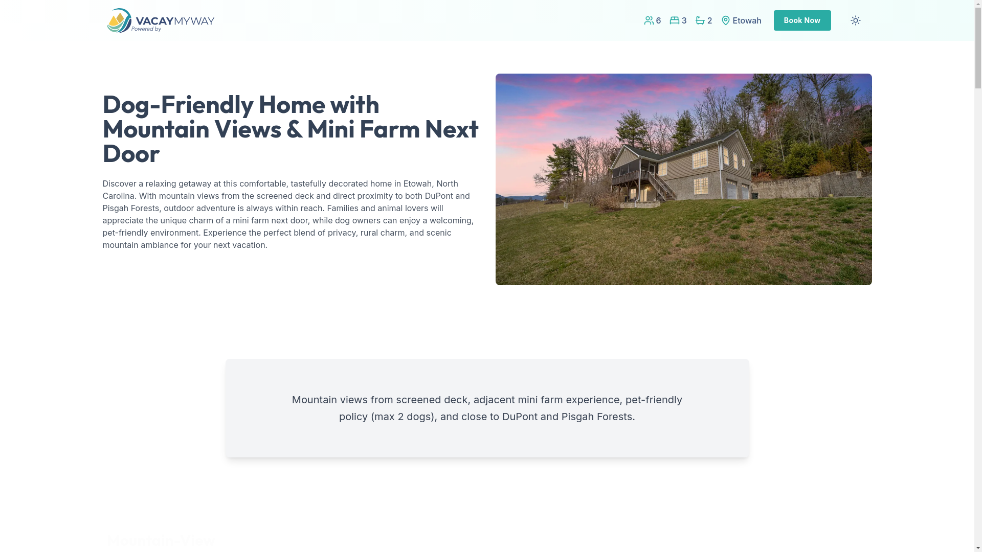 website screenshot of https://peacefarm.vacations/