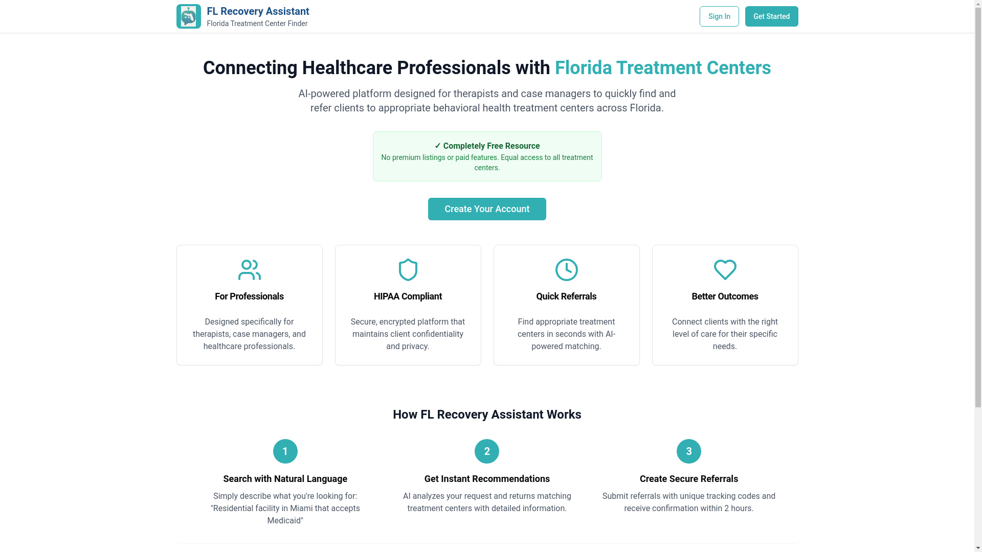 website screenshot of https://findfloridarehabs.com/