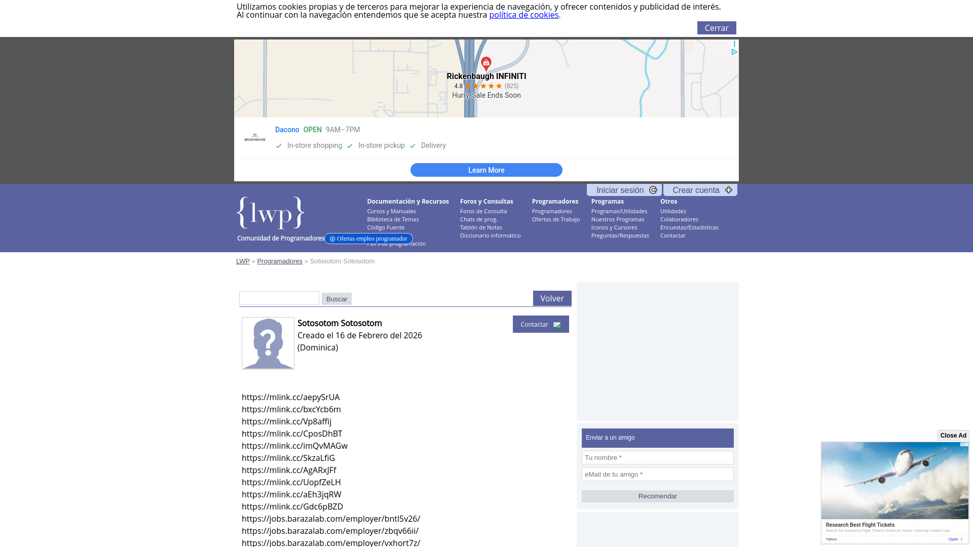 website screenshot of https://www.lawebdelprogramador.com/programadores/421464