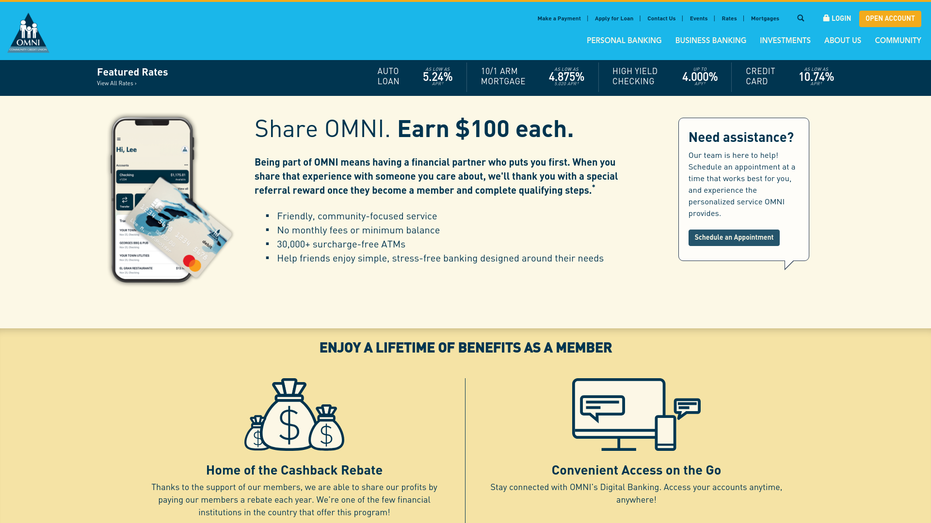 website screenshot of https://omniccu.org/