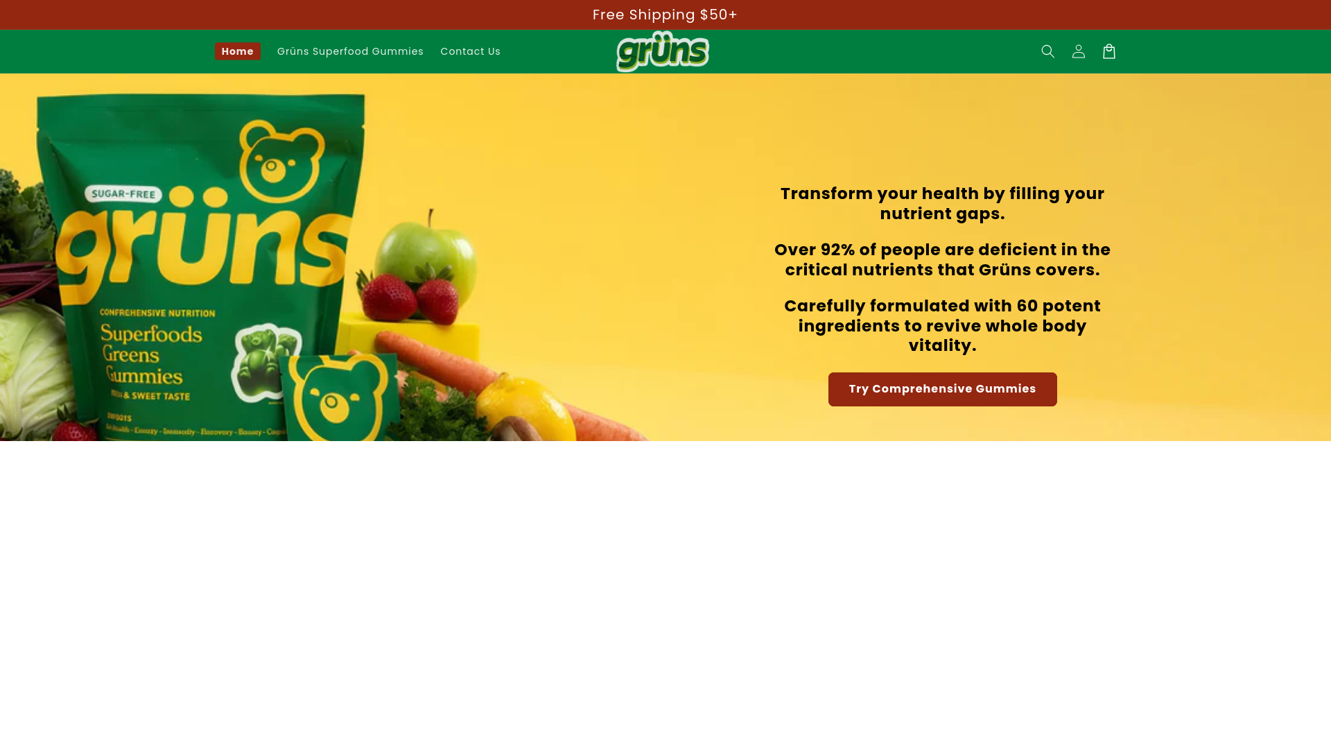 website screenshot of https://happygrunss.shop/