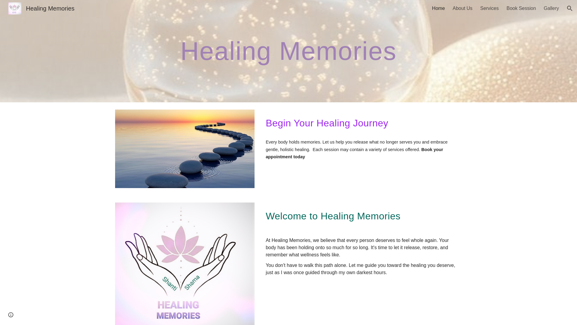 website screenshot of https://healingmemories.co.za