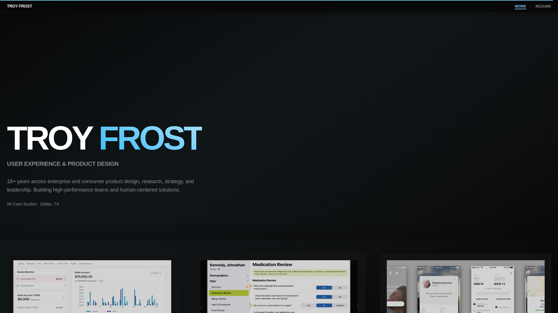 website screenshot of https://troyjfrost.com/