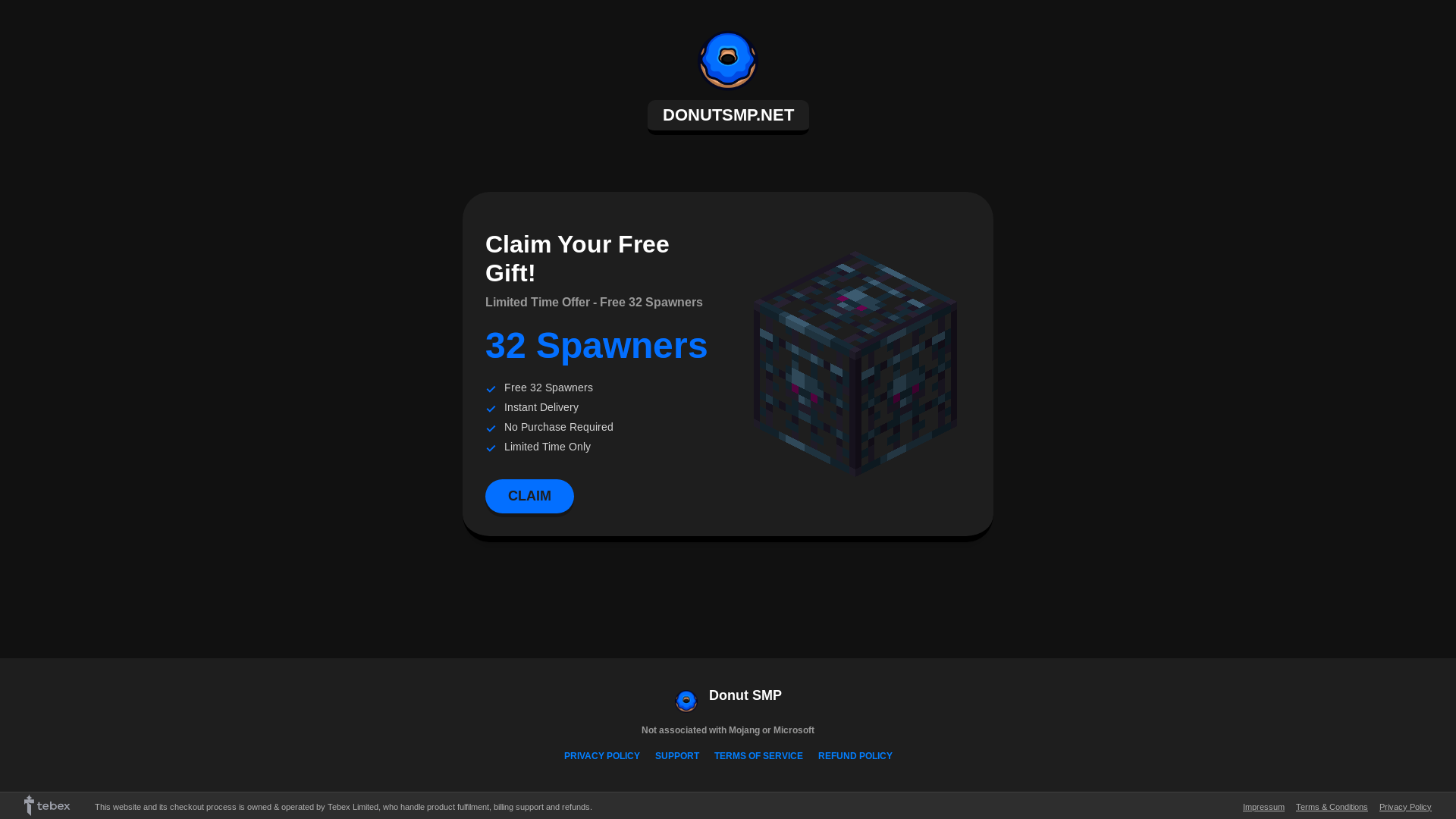 website screenshot of https://donutgift.cc/